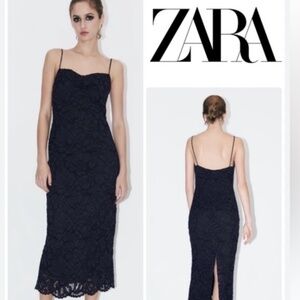 Zara Navy & Black Lace Dress